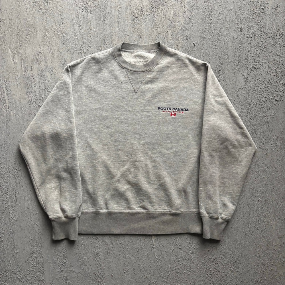 Vintage Roots Canada Athletics Sweatshirt Mens Large Grey 90s Roots Canada